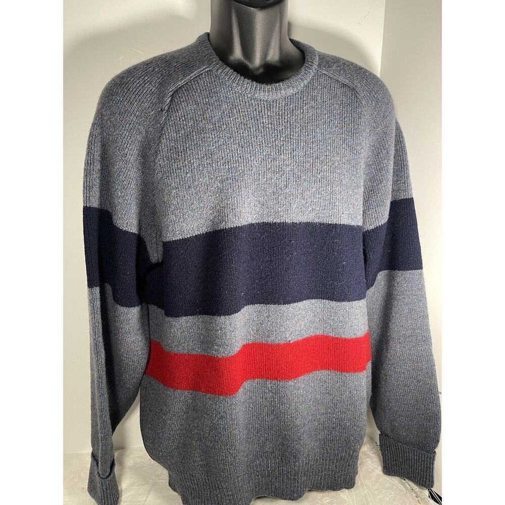 True North 100% Virgin Wool Pullover Stripes Size X-Large Blue Canada